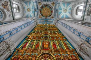 istra, Rusland - juni 29, 2018 - inconostase van de nieuw Jeruzalem klooster in istra, Rusland. het is een majoor klooster van de Russisch orthodox kerk in Moskou oblast, Rusland. foto