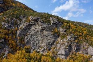 panoramisch visie van top vallen gebladerte in smokkelaars inkeping, Vermont. foto