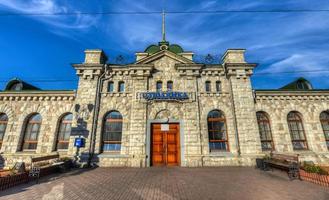 slyudyanka trein station Aan de trans-siberisch spoorweg foto