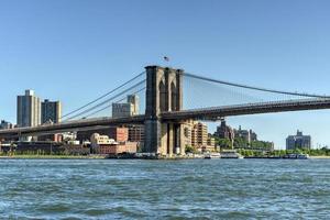visie van de Brooklyn brug net zo gezien van de oosten- kant van Manhattan, nieuw york. foto