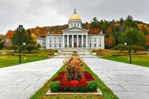 de staat Capitol gebouw in montpelier Vermont, Verenigde Staten van Amerika. de stroom Grieks opwekking structuur is de derde gebouw Aan de dezelfde plaats naar worden gebruikt net zo de staat huis. het was bezet in 1859. foto