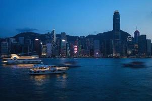 nacht hong Kong visie van de Victoria haven foto