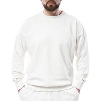 Mens vervelend blanco wit sweater Aan wit achtergrond foto