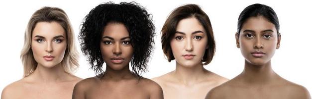 multi-etnisch schoonheid en huidverzorging. groep van Dames met een verschillend etniciteit. foto