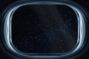 visie van een ruimtevaartuig venster gedurende interstellair reizen foto