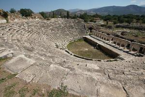 theater van afrodisis oude stad in aydin, turkiye foto