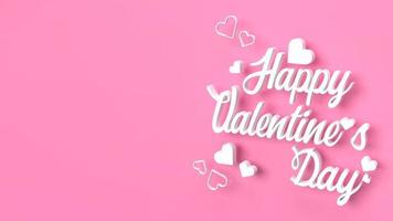 de wit gelukkig Valentijn dag Aan roze achtergrond voor vakantie concept 3d renderen foto