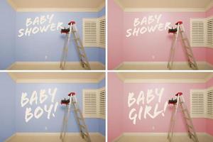 moederschap serie van roze en blauw leeg kamers foto