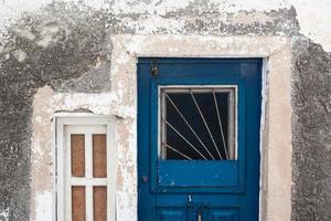 abstract van huis muur, deur en venster Aan de eiland van Santorini Griekenland. foto