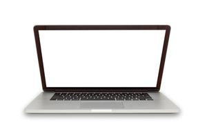 geïsoleerde laptop met lege ruimte op witte achtergrond foto