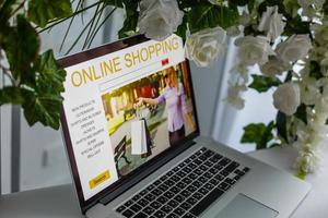 online boodschappen doen concept. gebruik makend van laptop ,kleur filter foto