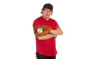 honkbal speler met een handschoen foto