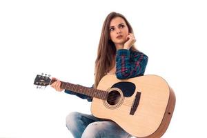 jong meisje met gitaar foto