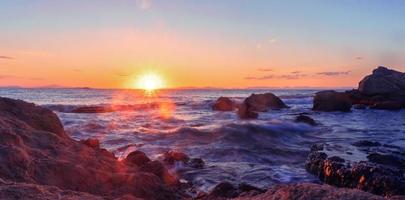 schoonheid zomer zonsondergang Bij de zee foto