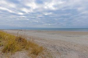 panoramisch visie over- de strand en duinen van de Deens kust- toevlucht balavand gedurende de dag foto