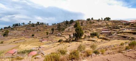 landschap in de omgeving van meer titicaca, Peru foto