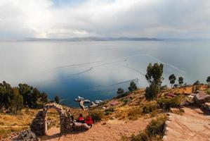 landschap in de omgeving van meer titicaca, Peru foto