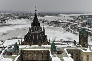 bibliotheek van parlement Aan parlement heuvel in Ottawa, ontario. foto