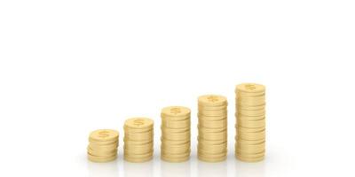 een stack van goud munten vertegenwoordigt de winst en strategie van de bedrijf operatie Aan een wit achtergrond. 3d renderen foto