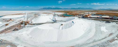 zout meer stad, Utah landschap met woestijn zout mijnbouw fabriek foto