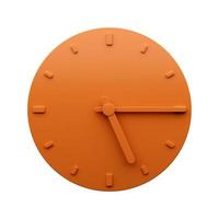 minimaal oranje klok 5 15 kwartaal Verleden vijf uur abstract minimalistische muur klok of vijf vijftien 3d illustratie foto