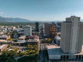 antenne panoramisch visie van de zout meer stad horizon Utah foto