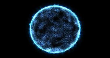 abstract energie gebied ronde planeet ster futuristische kosmisch blauw mooi gloeiend magie Aan zwart achtergrond. abstract achtergrond foto