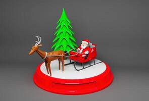 Kerstmis boom slee met geschenk doos 3d illustratie Aan wit achtergrond. foto