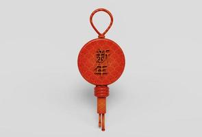 rood Chinese knoop met kwast 3d illustratie Chinese nieuw jaar decor ornament foto