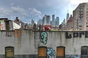 antenne visie van downtown nieuw york stad en de Chinatown buurt. foto