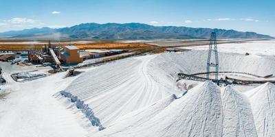 zout meer stad, Utah landschap met woestijn zout mijnbouw fabriek foto