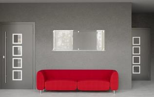 realistisch 3d renderen leeg glas bord acryl muur bewegwijzering foto
