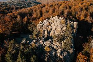 dovbush rotsen in oekraïens western bossen, beuken bossen en groot steen kliffen. foto