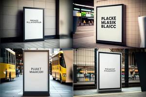 blanco plaats reclame scherm. poster model. banier model. aanplakbord model. licht doos vitrine model. foto