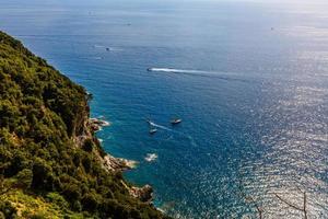 toneel- visie van kleurrijk huizen in cinque terre dorp riomaggiore, manarola foto