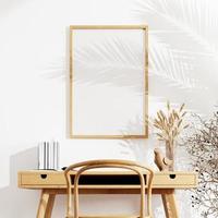 frame en poster mockup in boho-stijl interieur. 3D-rendering, 3d illustratie foto