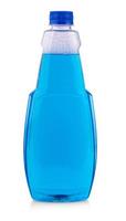 blauw fles met eigengemaakt Chemicaliën geïsoleerd Aan wit achtergrond foto