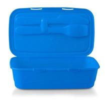 blauw voedsel plastic containers geïsoleerd Aan een wit achtergrond foto