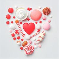 dichtbij omhoog schot van snoepgoed voor Valentijnsdag dag achtergrond met kopiëren ruimte. geschenk ideeën voor valentijn. foto