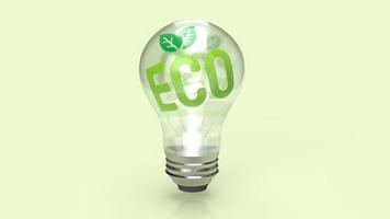 de eco symbool Aan gloeilamp voor ecologie of milieu concept 3d renderen foto