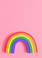 regenboog met lgbt kleuren Aan roze achtergrond. kopiëren ruimte voor reclame tekst. lgbt gemeenschap, omvatten lesbiennes, homo's, biseksuelen en transgender mensen. liefde. diversiteit, homoseksualiteit. 3d veroorzaken. foto