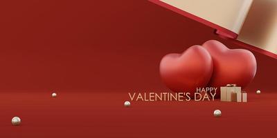 valentijnsdag dag achtergrond rood harten en cadeaus zoet kleuren 3d illustratie foto