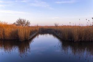 een kanaal voor klein schepen. vissen, recreatie. foto