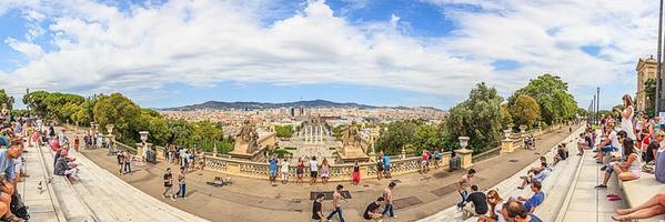 afbeelding over- de conventie centrum Oppervlakte in Barcelona foto