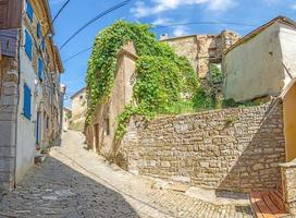 afbeelding van de romantisch geplaveide toegang weg naar de historisch centrum van de Kroatisch stad- van motovun foto