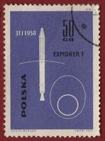 Polen - ongeveer 1963 postzegel gedrukt door Polen, shows ontdekkingsreiziger-1 was de eerste Amerikaans kunstmatig aarde satelliet, ongeveer 1963 foto