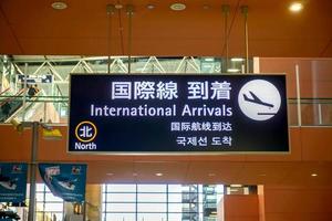 osaka, Japan, 2019 - teken en gids post voor toeristen in huiselijk terminal, kansai Internationale luchthaven, osaka, Japan. foto