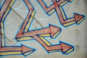 structuur van een fragment van de muur met graffiti schilderen, welke is afgebeeld Aan het. een beeld van een stuk van graffiti tekening net zo een foto Aan straat kunst en graffiti cultuur topics