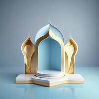 3d geven illustratie van moskee stadium voor podium of Ramadan Product Scherm foto