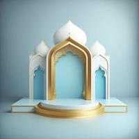 3d geven illustratie van moskee stadium voor podium of Ramadan Product Scherm foto